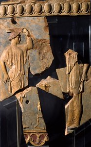 Alívio da área do Templo de Apolo, Monte Palatino, Roma (terracota) de Roman