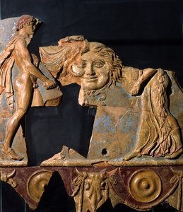 Alívio da área do Templo de Apolo, Monte Palatino, Roma (terracota) de Roman