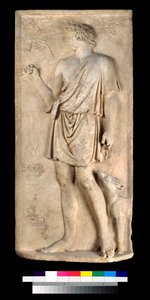 Alívio de Antinous como Dionysos ou Silvanus, vindimando uvas de Roman