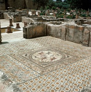 Restos dos mosaicos da cidade romana de Roman