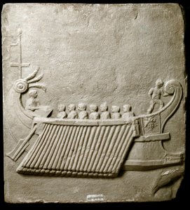 Arte Romana: Trireme romano - Fragmento de friso de mármore de Pozzuoli (Pozzuoli) de Roman