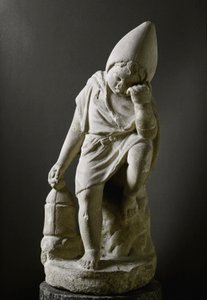 Arte Romana: Escultura "Sleeping Slave". Século I AC. Roma, Museo Nazionale Romano - Arte Romana. Jovem escravo adormecido. Mármore de Roman