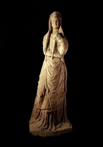 Arte romana: estátua funerária em pedra calcária. Século I a.C. Sol. 2,1 m Nápoles, Museo Archeologico Nazionale. de Roman