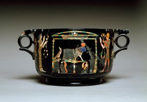 Arte romana: taça com motivos egípcios. De Castellammare di Stabia. Século I d.C. Dim. 12 cm Museo Archeologico Nazionale, Nápoles de Roman