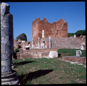 Arte romana: vista das ruínas da capital, sítio arqueológico de Ostia de Roman