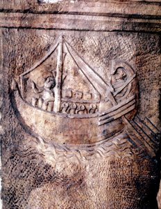 Navio de transporte romano. Baixo relevo do Museu Nacional Romano JC do século II d.C. de Roman