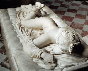 Hermafrodita adormecido (escultura de mármore, século II a.C.) de Roman