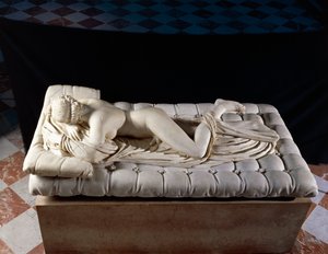 Hermafrodita adormecido, cópia após um original do século II a.C., das Termas de Diocleciano, Roma (mármore) de Roman