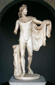 Estátua conhecida como Apollo Belvedere, cópia após o bronze grego original do século IV a.C. (mármore) de Roman