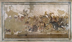 A Batalha de Issos ganha por Alexandre III o Grande contra Darios (Dario) III Codoman (335 - 331 AC) - Mosaico de Pompéia - de Roman