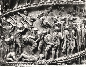 A decapitação dos nobres alemães, detalhe da coluna de Marco Aurélio de Roman