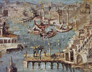 A cidade e o porto de Pozzuoli (fresco de Roman