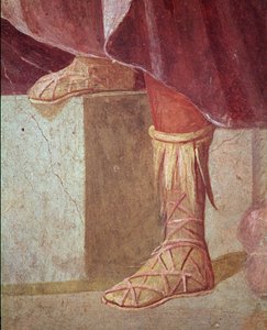 Os pés de Agamémnon, no Sacrifício de Iphigenia (fresco de Roman