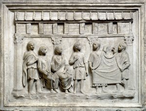 Loja de lenços de papel durante o período Augustan de Roman