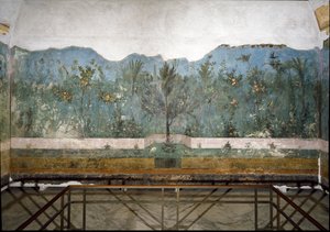 Trompe loeil jardim da Villa de Livia, 40-20 aC de Roman