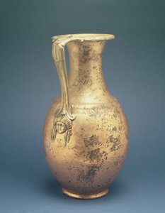 Jarro de vinho com cabo decorativo, do sítio romano de Newstead, Melrose, finais do século I d.C. (bronze) de Roman