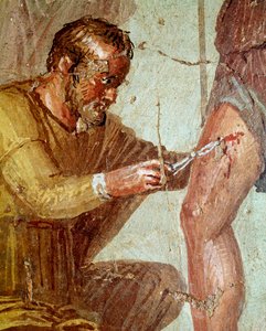 Eneias ferido é tratado por Iapixe, ajudado por Vénus (fresco, 54-79 d.C.) de Roman