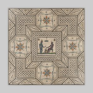 Pavimento de mosaico com cena de Egyptianizing, c.130-150 AD (pedra e vidro) de Roman Imperial Period