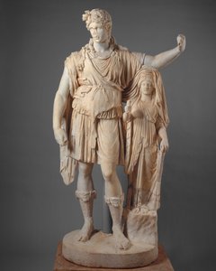 Estátua de Dionísio apoiada em uma figura feminina ("Esperança Dioniso"), 27 aC a 68 dC (mármore)