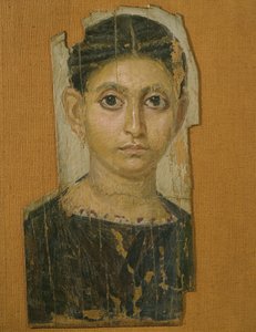 Retrato feminino de múmia, de Fayum, final do século III dC (cera encastrada em madeira pintada)