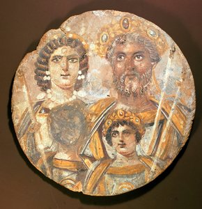 Tondo: Painel da família de Septimius Severus, c.200 tempera em madeira