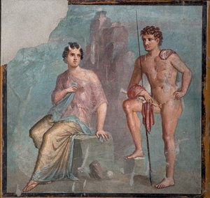 Io e Argus, 1º H. 1º século. DE ANÚNCIOS. de Roman Pompeian wall painting.