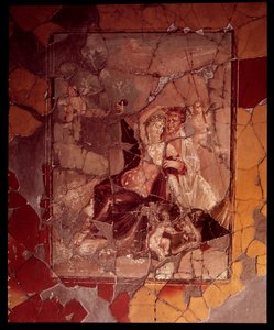 Ariadne e Theseus. Mosaico de parede da Casa del Bicentenario, século V a.C.-1 d.C. de Roman Roman