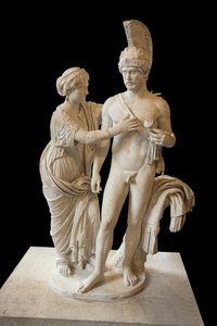 Arte Roma Casal Imperial em março e Vênus (entre 120 e 140 d.C.) escultura em mármore de Roman Roman