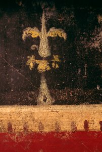 Elemento decorativo, pormenor do fresco no triclínio da Casa dos Vettii, Pompeia (Lista do Património Mundial da UNESCO de Roman Roman
