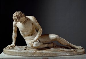 Gália moribunda - O Gálatas Moribundo - Arte Romana: "O Gália Moribundo ou Galaciano Morrendo" Um guerreiro celta tem agonia. Escultura romana depois de um original grego. Roma, Musei Capitolini