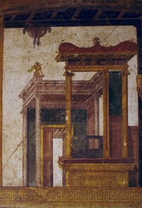 Arquitecturas fantásticas, fresco do oecus na Casa de Vettii, Pompeia (Património Mundial da UNESCO de Roman Roman