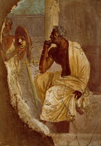 Afresco representando um ator e uma máscara trágica, de Pompeia (Lista do Património Mundial da UNESCO de Roman Roman