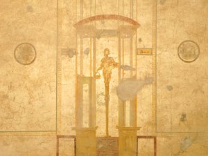 Afresco representando uma cariátide, da Casa dos Amantes, Pompeia , Campânia, Civilização Romana de Roman Roman