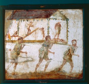 Fresco representando uma procissão de carpinteiros, Oficina de Carpinteiro em Pompeia de Roman Roman