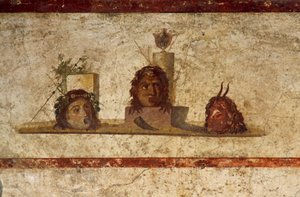 Afresco representando três cabeças, Casa de Caius Julius Polybius, Pompeia (Lista do Património Mundial da UNESCO de Roman Roman
