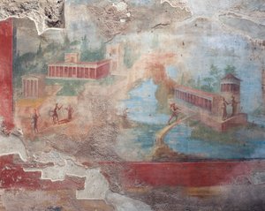 Fresco da fonte-ninfeu da Casa da Fonte Pequena, Pompeia (Património Mundial da UNESCO de Roman Roman