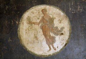 Fresco com medalhão, ala direita da Casa dos Vettii, Pompeia (Património Mundial da UNESCO de Roman Roman