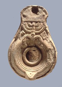 Lâmpada de óleo judaica (terracota) de Roman Roman