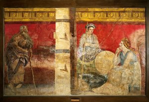 A família real de Macedoine e um filósofo. Fresco 325x199cm. De Boscoreale, perto de Nápoles. Museo nazionale archeologico, Napoli (Museu Arqueológico de Nápoles) de Roman Roman