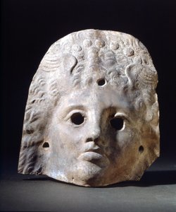 Máscara para tragédias na era romana. Museo della scala. Milano de Roman Roman