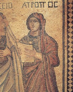 Mosaico representando a leitura de uma jovem mulher, A casa de Theseus, Villa Romana, Paphos, Chipre
(foto) de Roman Roman