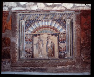 Neptune e Amphitrite. Mosaico de parede do triclínio da casa de Nettuno e Anfitrite, século V a.C.-1 d.C. de Roman Roman