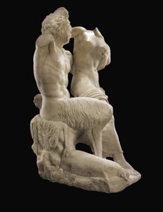 Pã e hermafrodita, século 1 DC (mármore) de Roman Roman