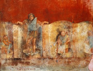 Afresco de pilar representando o fabrico de lã, de Pompeia, Fullonica de Veranio Ipseo de Roman Roman
