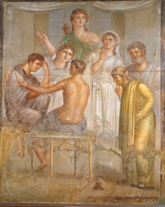 Civilização romana. Admetus e Alcestis, fresco da Basílica de Ercolano de Roman Roman