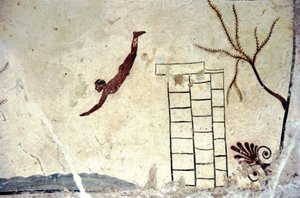Pintura mural romana da tumba chamada de mergulhador (tuffatore). de Roman Roman