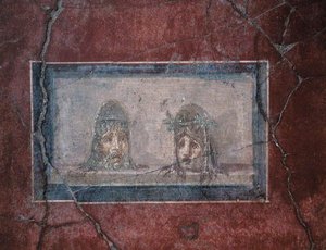 Duas máscaras teatrais do século I aC-79 dC de Roman Roman