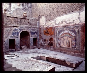 Vista do triclínio da casa de Nettuno e Anfitrite, século V a.C.-1 d.C. de Roman Roman