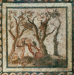 Trabalhadores a apanhar maçãs (mosaico) de Roman Roman