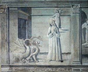 Vida de Santa Françoise Romaine, perseguida por demónios sob a forma de monstros, da escola romana